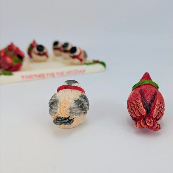 Holiday Birds Resin Tic-Tac-Toe Game Cardinals Chickadees Christmas Winter Fun - Picture 6 of 15